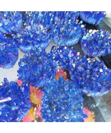 Room Decoration Natural Crystals and Stones 300-400g Bule Electroplated Natural Crystal Cluster Specimen Raw Rock Quartz Flowers Aura Stones Gift Modern House Decor for Decoration - Buy Online on GoSupps.com