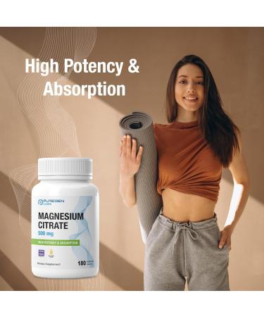 Magnesium Citrate 500 mg | High Potency Elemental Magnesium | Total 180 Veggie Caps Superior Absorption Non-GMO NO Gluten and Dairy - Buy Online on GoSupps.com