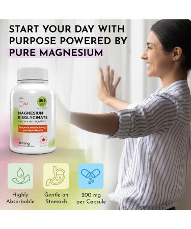 Live 5AM Magnesium Bisglycinate 365 vcaps | 200 mg Pure Elemental Magnesium From 1000 mg Magnesium Bis-glycinate Blend Full Year Supply of Magnesium Glycinate 200 mg Supplement Easy-to-Swallow Vegan Made in Canada 365 count (Pack of 1) - Buy Online on GoSupps.com