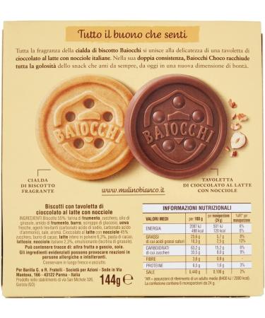 Mulino Bianco Chocolate Biscuits Baiocchi choco biscuits biscuits biscuits and milk chocolate bars with hazelnuts Excellent as a snack 144 gr - Buy Online on GoSupps.com