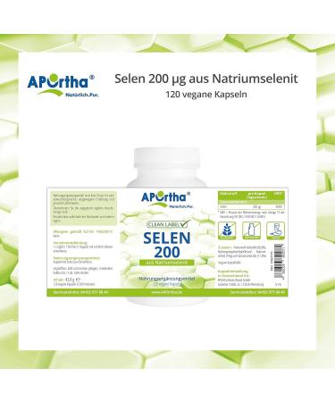 Aportha Selenium 120 Vegan Capsules - High Dose 200 g Sodium Selenite Allergen-Free & Easy to Swallow - Vegan & Gluten-Free Supplement - Buy Online on GoSupps.com