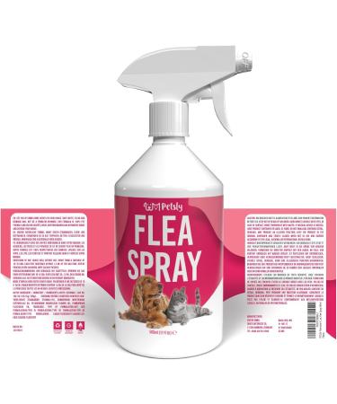 Petsly Flea Remedies for Cats & Dogs - 500ml Flea Spray | Natural Protection Against Fleas Ticks & Lice with Citronella & Geraniol - Buy Online on GoSupps.com