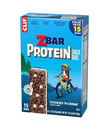 CLIF Kid Zbar Protein - Cookies 'N Creme - Crispy Snack Bars - Made with Organic Oats - Non-GMO - 5g Protein - Gluten Free Protein Bars (15 Pack) - Buy Online on GoSupps.com