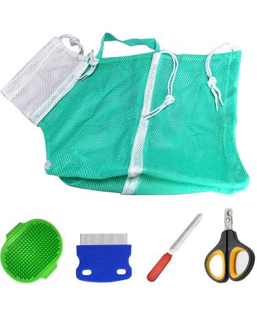 5 Pieces Cat Bathing Bag Cat Shower Net Pet Bag Cat Grooming Washer Mesh Bag Adjustable Breathable Multifunctional Anti-Bite and Anti-Scratch Restraint Bag with Pets Nail Clippers for Cat's Bathing Green