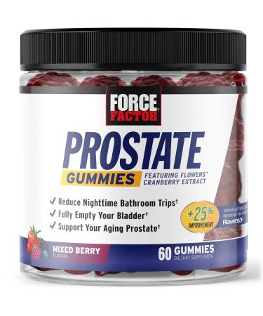 Force Factor Prostate Gummies Saw Palmetto & Beta Sitosterol Supplement for Men Reduce Nighttime Bathroom Trips Fully Empty Your Bladder and Support Your Aging White 60 Count