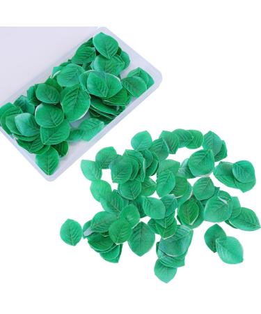Pack of 100 Edible Maple Leaf Cupcake Toppers Maple Leaf Cake Decoration Cupcake Toppers Autumn Leaves Muffin Decoration for Thanksgiving Baby Shower Kids Birthday Party Cake Decorations Green