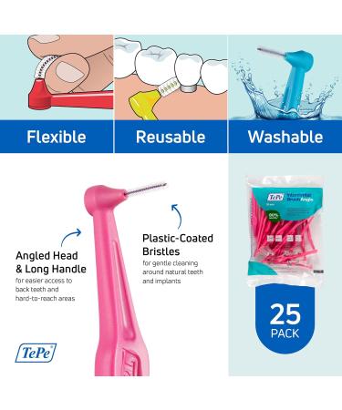 TEPE Interdental Brush Angle - Pack of 25 Extra-Small/Small Gaps Pink 0.40 mm - Ideal Dental Care for Clean Teeth - International Shipping - Buy Online on GoSupps.com
