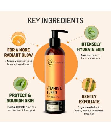 Eve Hansen Night Skincare Bundle Vitamin C Cleanser Vitamin C Toner Rose Water Retinol Serum & Night Repair Cream Hydrating & Nourishing Skincare for All Skin Types - Buy Online on GoSupps.com