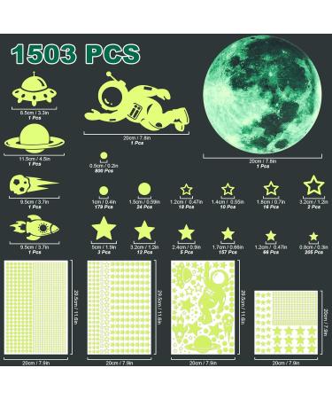 1503pcs Green Glow in The Dark Stars Wall Stickers | Realistic 3D Luminous Stars for Ceiling and Walls | DIY Adhesive Stickers for Baby Bedroom Decoration - Buy Online on GoSupps.com