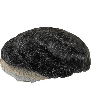 YANAHAIR Toupee for Men - Real Human Hair Replacement System - Fine French Lace Hairpiece - Customizable Hair Units - Natural-Looking Hair Pieces - Hair Prosthesis - #1B20 20% Human Hair - 8x10 - Wavy #1B20 Black and gray - Buy Online on GoSupps.com