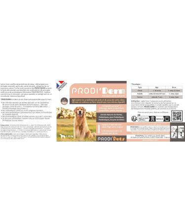 PRODIPETS - Skin Care and Coat Beauty - Food Supplement - Natural Active Ingredients Based on Para-probiotics and Plant Extracts - 30 Ampoules - 1 Month Treatment - PRODI'DERM Dog - 110 g - Buy Online on GoSupps.com