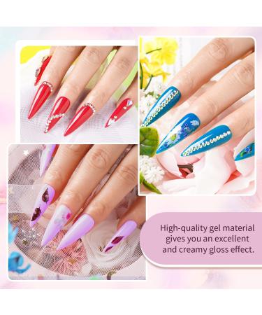 LanFo Poly Extension Gel Nail Kit | 12 Colors Poly Nail Gel Enhancement Set with LED Lamp and Slip Solution | Beginner Friendly Nail Extension Equipment in Pink, Blue, Green, Purple - Buy Online on GoSupps.com