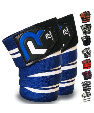 XR Knee Wraps, 78 Elasticated Knee Straps for Weightlifting for Women and Men, APPROVED BY IPL & USP, No-Slip Knee wraps for weightlifting, squat, Powerlifting and Knee sleeve, Avoid Injury Blue-White(Pair)