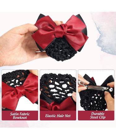 TXIN Hair Snood Net Bun Cover Set - Black, Navy Blue, Red Bowknot Hairnets for Women - 3 Pieces - Buy Online on GoSupps.com