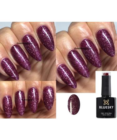 Bluesky GEL NAIL POLISH Mulled Wine A Burgundy Plum Colour with Silver Glitter CS029 Nail UV LED Soak Off 10ml CHRISTMAS COLOR
