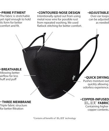 GK Sports Face Masks for Men Face Masks for Sports Black Face Masks Reusable Black Cloth Face Masks for Women Copper Infused Breathable ELEX Washable Stretchable for Running and Workout (3 Pack) - Buy Online on GoSupps.com