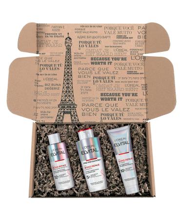 L'Or al Paris Elvital Hair Repair Routine - Shampoo Rinse & Pre-Shampoo Bond-Repair Complex 550ml - Strengthen Hair Reduce Breakage & Enhance Shine - Buy Online on GoSupps.com