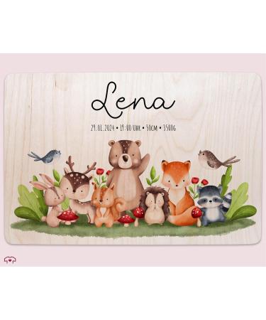Personalized Wooden Baby Souvenir Box | Forest Animals | Custom Name Date & Size | Perfect Baby Gift - 30x20x14 cm - Buy Online on GoSupps.com
