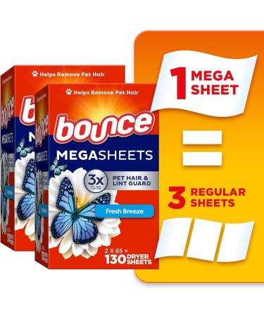 Bounce WrinkleGuard Mega Fabric Softener Dryer Sheets - 130 ct, Outdoor Fresh Scent - Buy Online on GoSupps.com