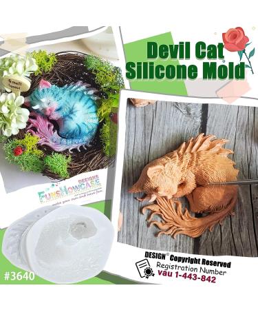 Devil Cat Horned Dragon Silicone Mold for Clay, Soap, Candle & Jewelry Making - 3 inch - Buy Online on GoSupps.com
