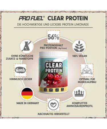 Clear Vegan Protein Drink 360g Cherry - Delicious Vegan Whey Alternative with 56% Pea Protein Hydrolysate - Buy Online on GoSupps.com