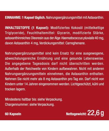 Pure Astaxanthin Capsules - Natural Algae Extract - 60 Count - 4 mg - Strong Antioxidant for Immunity & Wellness - Buy Online on GoSupps.com