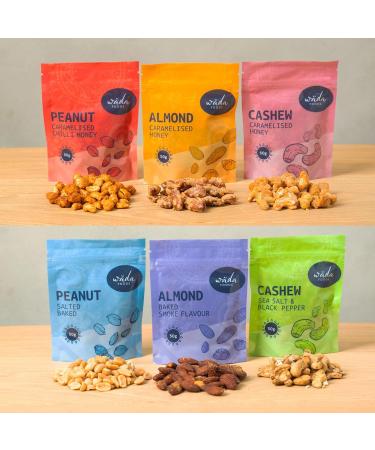 10 x 50g Packs Caramelised Honey Almonds by Wada Foods - Healthy Indulgent Nut Vegetarian Snacks - All Natural Ingredients - Buy Online on GoSupps.com
