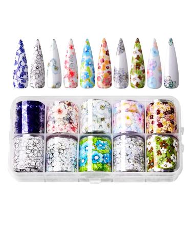 Makartt Transfer Foil Nails Kit: Floral Pattern - 10 Rolls for Nail Art DIY Decoration Makartt Nail Foil Stickers