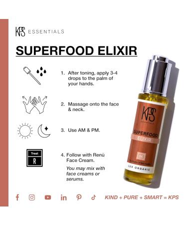 KPS Essentials Superfood Elixir - Intense Hydration & Anti-Aging Oil with Vitamin C & E - 1 oz Natural Glow Enhancer - Buy Online on GoSupps.com