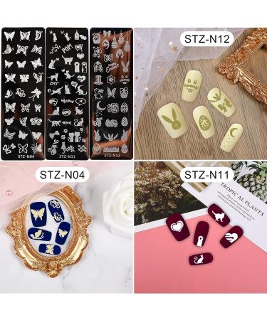 10Pcs Nail Stamp Plate Kit - Animal Flower Leaf Designs for Women & Kids - Buy Online on GoSupps.com