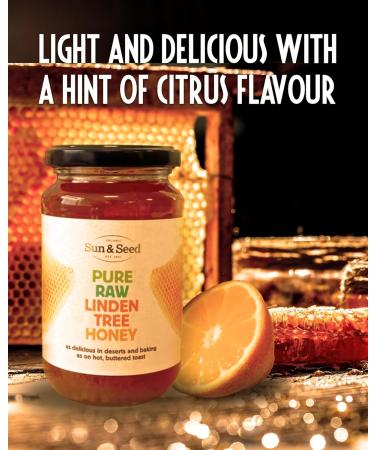 Pure Raw Linden Tree Honey by Sun & Seed - 480g - 100% Natural - Cold Extracted - Packed with Vitamins Minerals and Antioxidants - Ethically Sourced From Local Beekeepers - Buy Online on GoSupps.com