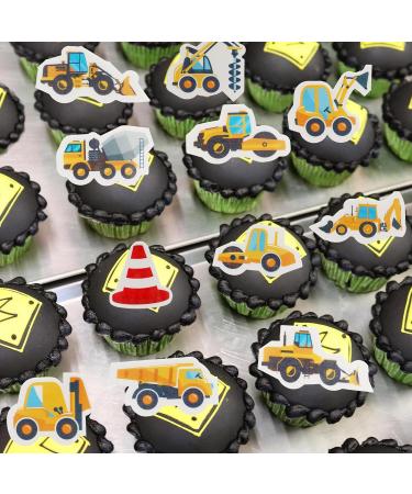 Arthsdite 64 Pcs Edible Construction Cupcake Toppers Truck Tractor Excavator Cake Decorations Stop Sign Dessert Decoration for Construction Baby Shower Birthday Party Food Decorations - Buy Online on GoSupps.com