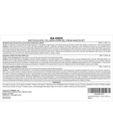 Shop ISA KNOX Age Focus Vital Collagen Hydro Gel Cream & LXNEW Vita Set - Korean Skincare with Vitamins C B12 & E | LG Beauty International Shipping - Buy Online on GoSupps.com
