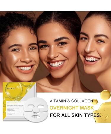 Vitamins Collagen Face Mask - Deep Overnight Hydration & Firming | Korean Bio-Collagen 5-Pack for Enhanced Skin Elasticity - Buy Online on GoSupps.com