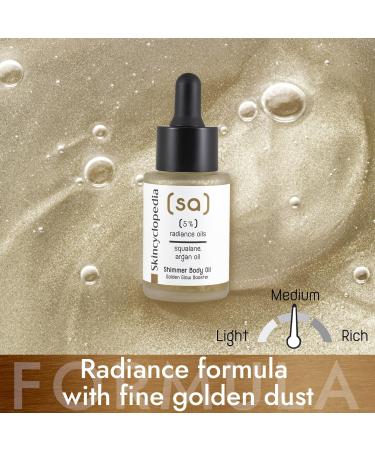 Skincyclopedia Shimmer Body Oil with 5% Argan Shea and Castor Oil Squalane and Gold Dust - Instant Hydration and Radiance 30ml - Buy Online on GoSupps.com