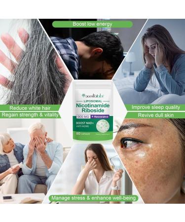 XINSZLIN NAD Supplement NAD+ Nicotinamide Riboside Resveratrol 900mg Dietary Supplement for Healthy Cellular Function NAD+ Fuels Cellular Defense and Cctivates Anti-Aging Genes 80 Capsules - Buy Online on GoSupps.com