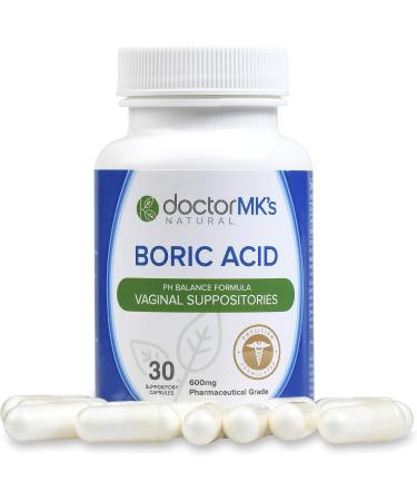 Doctor MK's Natural Boric Acid Suppositories (600mg) - 30 Vaginal Capsules for Healthy pH Balance - Buy Online on GoSupps.com