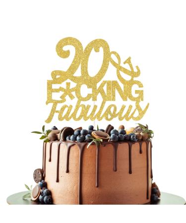20 Fabulous Cake Topper - Gold Glitter Happy 20th Birthday Cake Supplies Hello 20 - Wedding Party Sign Decorations - It S For Man And Woman Birthday Party Anniversary