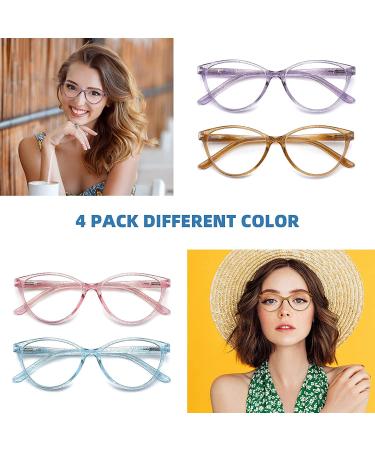 4 Pack Blue Light Blocking Cat Eye Reading Glasses for Women - Pearl Color, Anti Glare, UV Ray Protection - 1.75 Strength - Buy Online on GoSupps.com