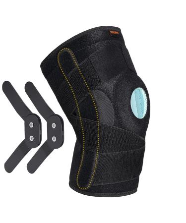 Thx4COPPER Hinged Knee Brace - Adjustable Open Patella with Straps & Side Stabilizers - Compression Support for Protection & Pain Relief - Trauma ACL LCL MCL Tears Arthritis Tendon Injuries M (Pack of 1)