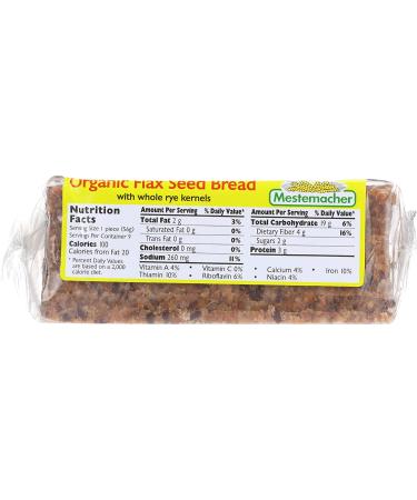 Mestemacher Organic German Flax Seed Bread - 17.6 oz | Healthy Whole Grain Rye Bread - Buy Online on GoSupps.com