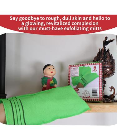 Korean Exfoliating Bath Washcloths 6-Pack XL Size 9.9x5.5 | Viscose Rayon Towel for Soft Skin | Body Scrub Mitt Glove | Korea Made - Buy Online on GoSupps.com