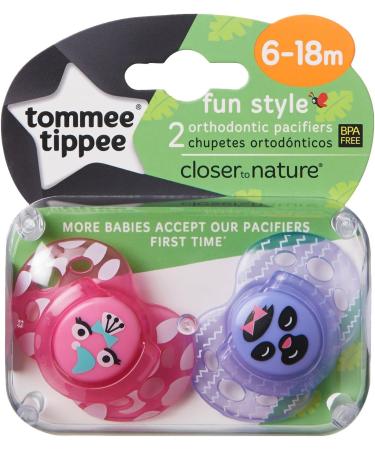 Tommee Tippee Closer to Nature Fun Pacifier 6-18 Months 2 Count - Random Colors - Buy Online on GoSupps.com