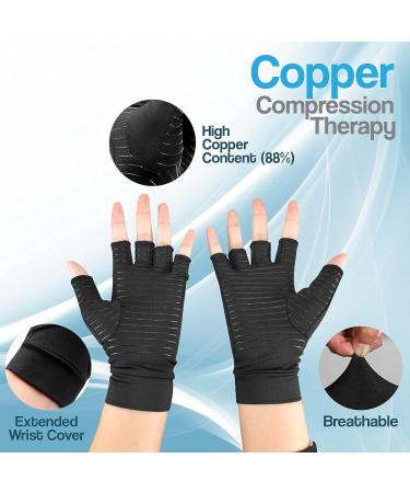 Hotcakes Copper-Infused Arthritis Support Gloves for Men and Women - Fingerless Compression Gloves for Carpal Tunnel and Pain Relief - Ergonomic Copper Gloves (L) - Buy Online on GoSupps.com