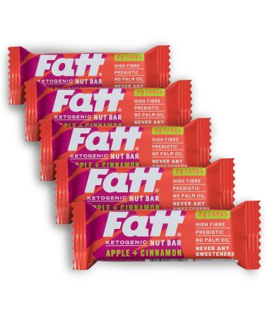 Fatt Keto Nut Bars Apple & Cinnamon 5Pack 2g Carbs 100 Natural Low Carb Keto Snack Bar with Super Fats High Fiber Low Sugar Sweetener Free and Vegan Aka Fattbar