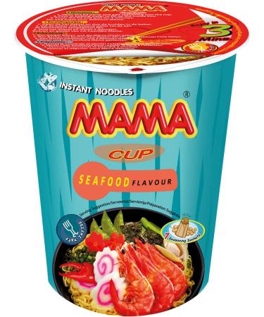 MAMA MAMA Instant Pasta Seafood - Oriental Instant Noodle Soup - Authentic Thai Cooking - Fork - 2 x 8 Pieces - 70g