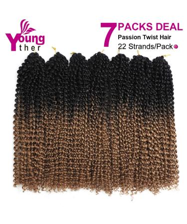 Youngther 7 Packs 154 Strands Passion Twist Hair for Butterfly Locs Crochet - 18 Water Wave Synthetic Bohemian Ombre Braiding Hair - Perfect Gift for Women - Buy Online on GoSupps.com