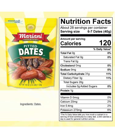 Mariani Pitted Dates - 40 oz | Premium Quality, 1 Pack - Buy Online on GoSupps.com