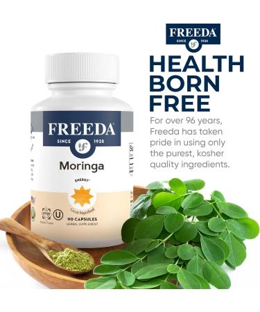 FREEDA Moringa Organic Moringa Oleifera Leaf 1000mg Antioxidant-Rich Green Superfood for Energy Immunity & Daily Wellness 90 Vegan Capsules Non-GMO Kosher Made in USA Trusted Since 1928 - Buy Online on GoSupps.com