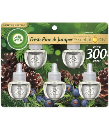 Air Wick Plug in Scented Oil Refill, 5 Ct, Fresh Pine and Juniper, Air Freshener, Essential Oils, Fall Scent, Fall dcor Fresh Pine and Juniper 0.67 Fl Oz (Pack of 5)